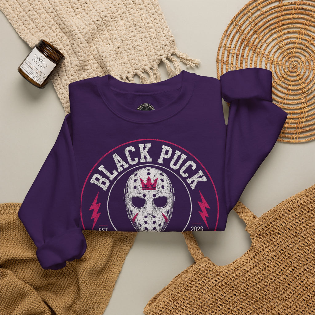 Black Puck Mafia Hockey Mask Crewneck Sweatshirt